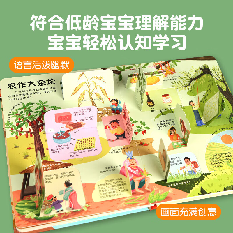 Curious children's hundreds of questions and answers flip book Children's books 3D three-dimensional book 3-6 years old machine book One Hundred Thousand Whys Children's picture book 3-6-8 years old three-dimensional flip book reveals transportation animals space body primary school students kindergarten fun secret series encyclopedia Busy Farm