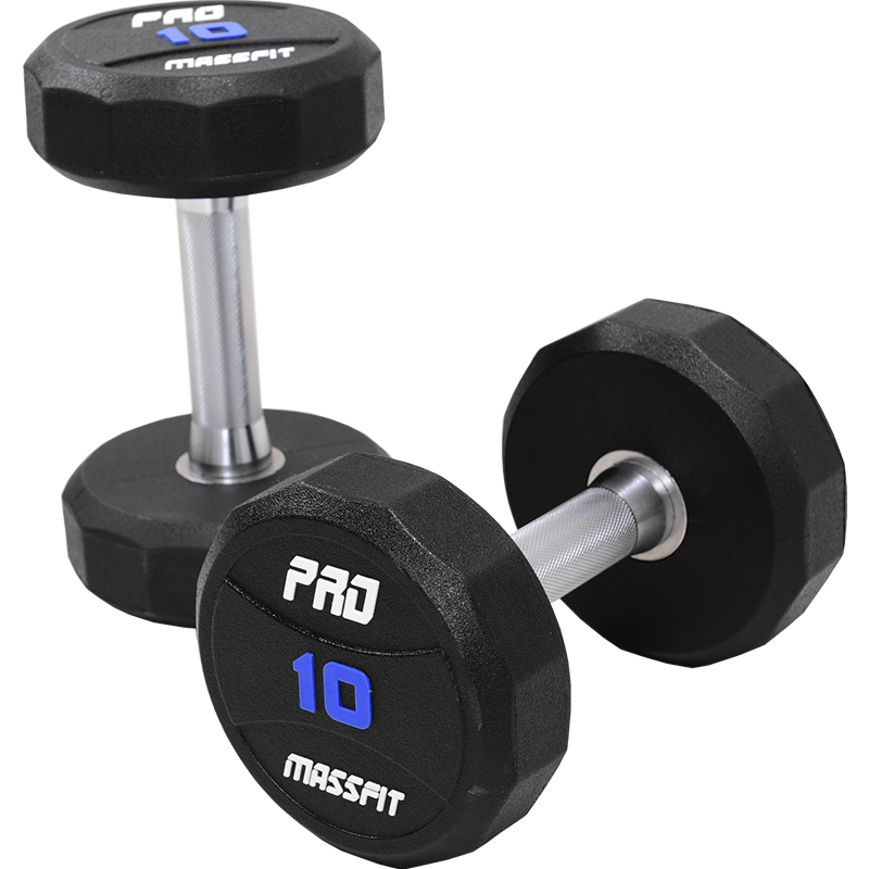 MASSFIT PRO fixed PU dumbbell men's fitness home fixed value commercial dumbbell rack personal training 12-sided environmentally friendly tasteless dumbbell PU dumbbell 7.5KG*2 pieces