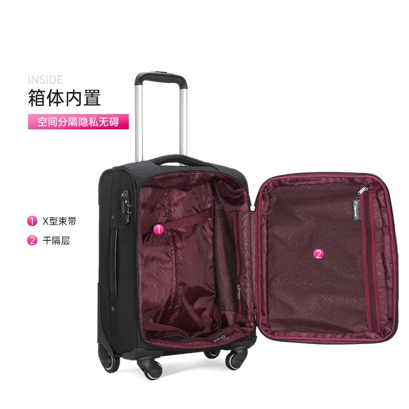 Diplomat diplomat suitcase classic men's business soft case boarding trolley case DEF-1551A/B series black 18 inches - suitable for short distances and boarding