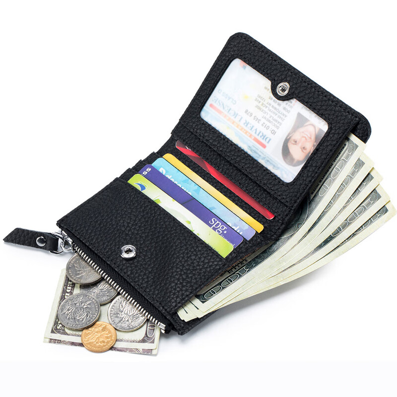 VANLEMN Denmark study abroad travel anti-theft brush ultra-thin wallet cowhide anti-degaussing men's and women's card holder all-in-one new style dark black