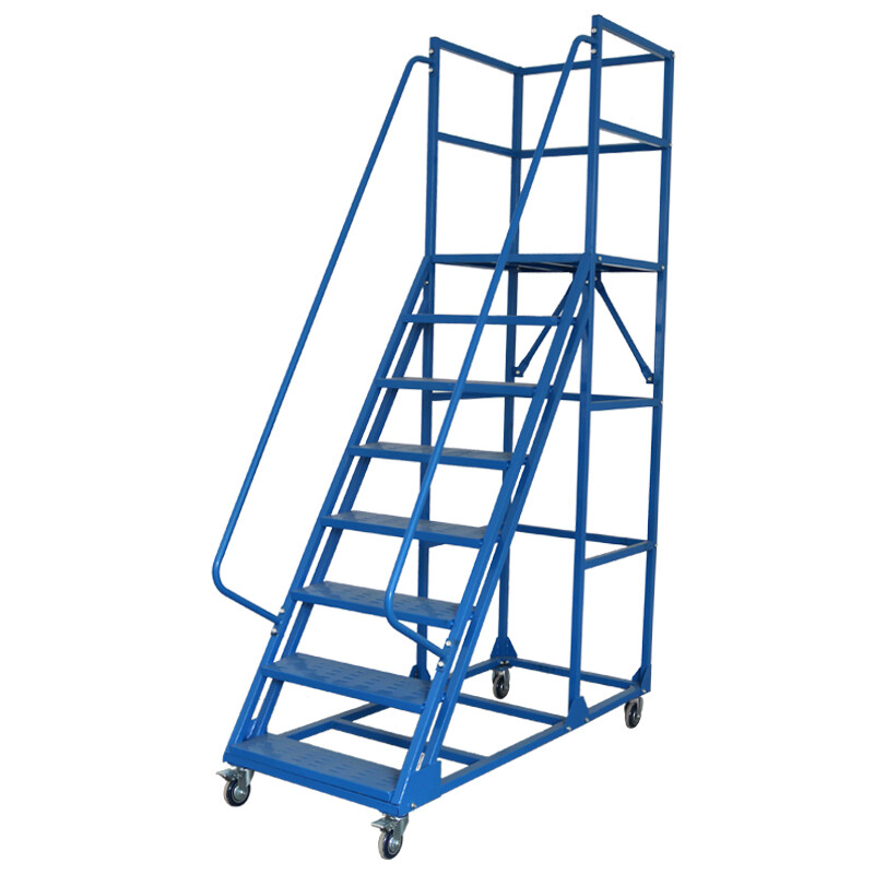 Yue Changsheng supermarket step ladder with wheels climbing car mobile platform ladder warehouse tallying ladder climbing ladder AA 2-step ladder to the ground 1.3 meters platform with wheels 2 brakes 2 orientations