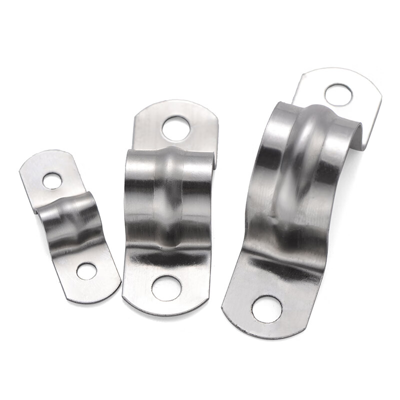 Jinggong 304 stainless steel pipe clamp horse riding pipe bracket pipe buckle throat hoop water pipe clamp U-shaped pipe clamp hoop saddle M32 10 pieces