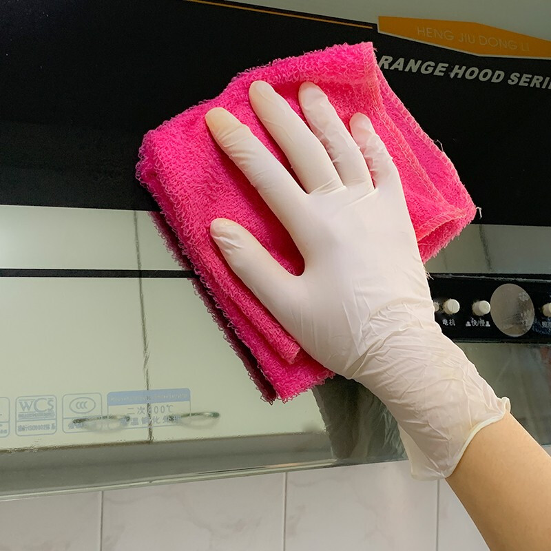 SEMOS Disposable Latex Rubber Gloves Highly Elastic and Comfortable for Cleaning Experiments 100 Pcs/Box Milky White Medium Size