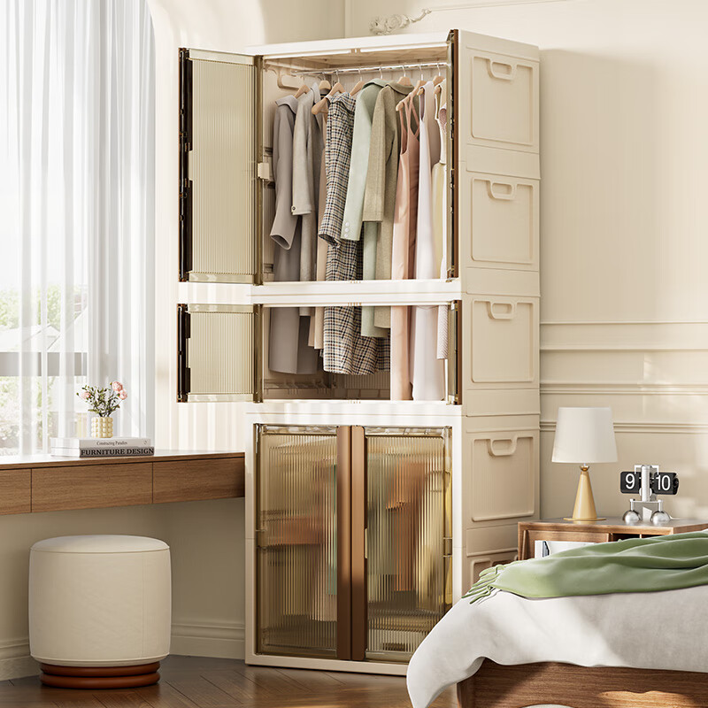 Made in Tokyo, Jinghong Wardrobe is a simple wardrobe for bedroom and home use for clothing storage with 80 wide hanging layers without partitions.