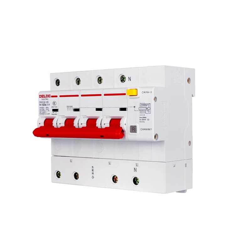 Delixi high current leakage DZ47LE-125 motor 4P100A 125A leakage protection three-phase four-wire main gate 100A 4p