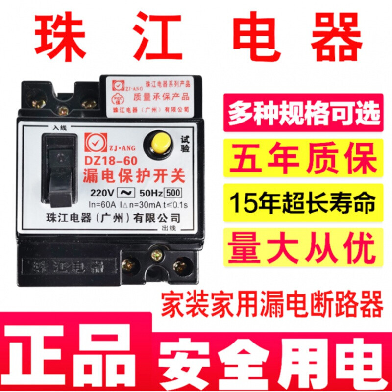 Pearl River black old style leakage circuit breaker 220V16/32/32/60A main switch electric shock protector about nest 2P 32A