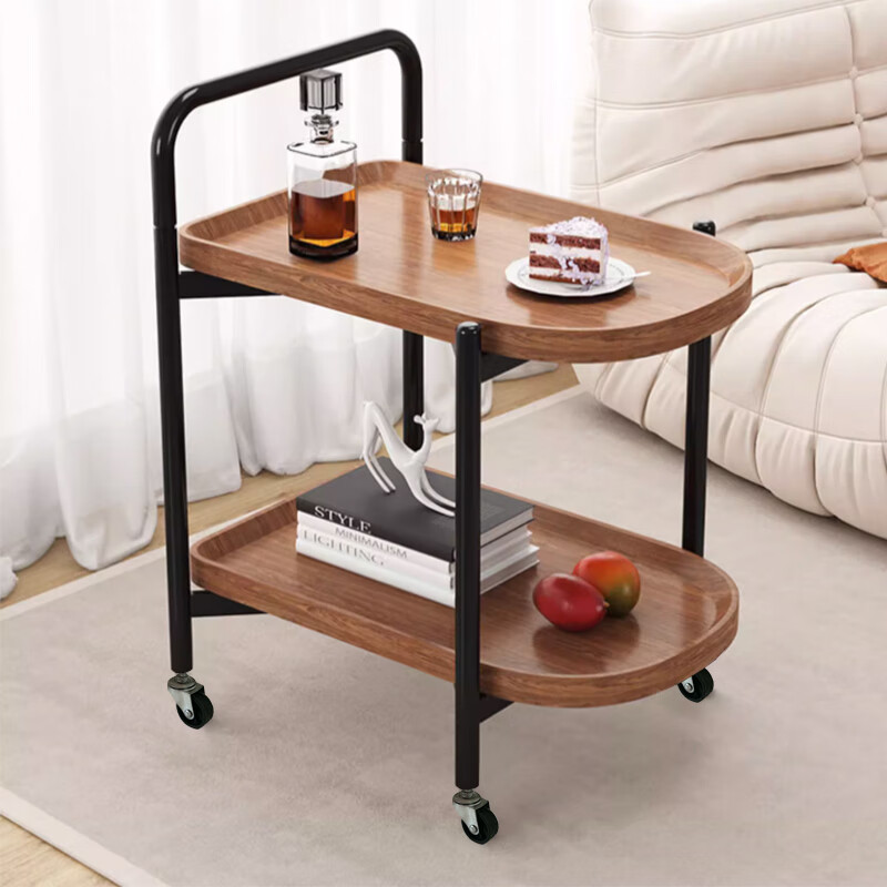 Zhuobo coffee table small table side table sofa side table coffee table dining cart storage rack BCJ02 special-shaped walnut color