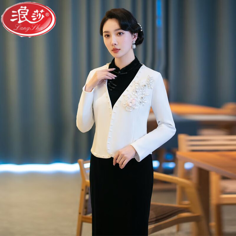 LangSha improved cheongsam autumn and winter plus velvet and thickened gold velvet 2024 new style noble dress for mother-in-law wedding banquet mother red plus velvet 2XL suitable for 120-130 pounds