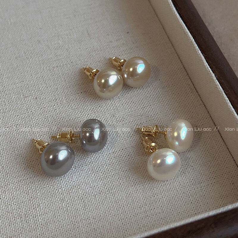 GECOMO 925 Silver Steamed Bun Pearl Earrings New Year's Gift Popular Light Luxury High-Quality Earrings Feminine Ear Hole Earrings