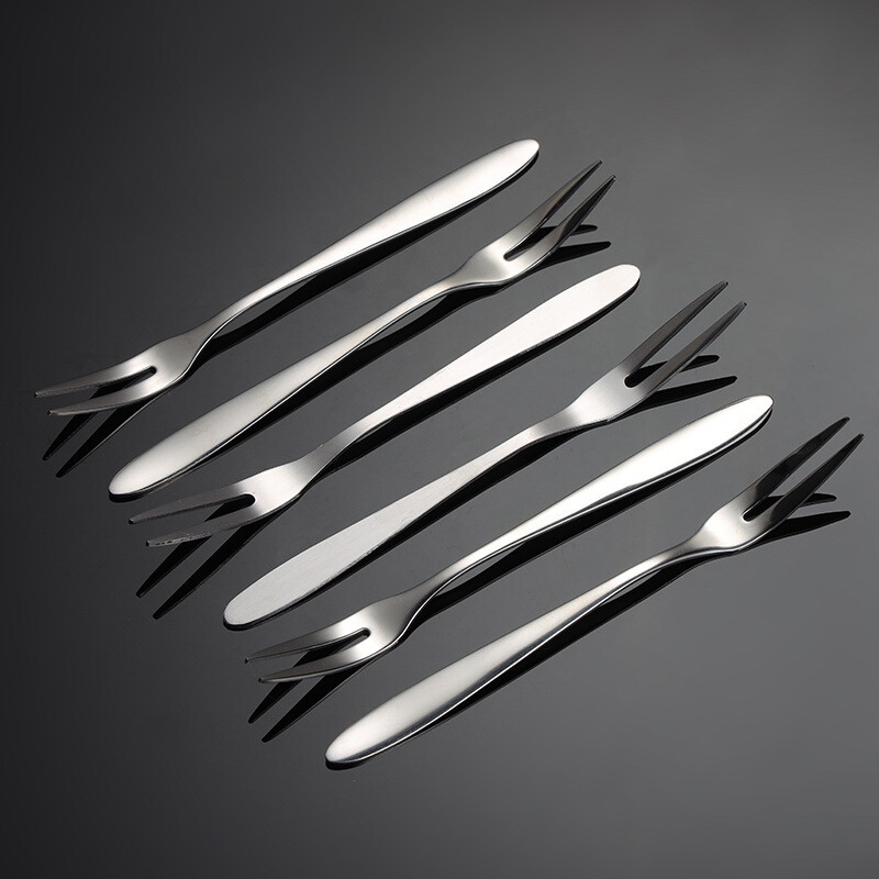 Xingfang Fruit Fork 304 Stainless Steel 5-pack European Cake Fork Fruit Pick Dessert Two-Tine Fork Household Small Fork