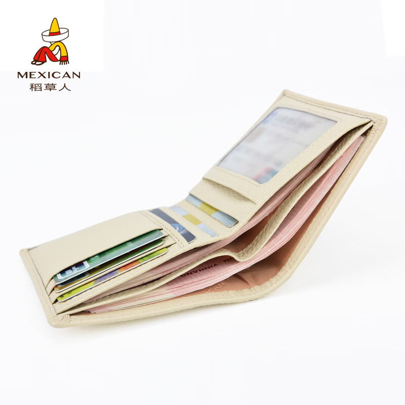 Scarecrow Women's Wallet Short Genuine Leather New Korean Style Pink Cute 20% Off First Layer Cowhide Student Small Wallet Pink Horizontal Style