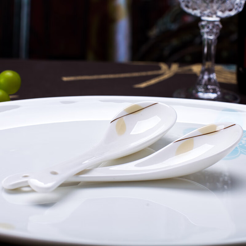 Remec Bone China Fragrant Small Soup Spoon 6 Pack Ceramic Spoon Rice Spoon Simple Bone China Spoon