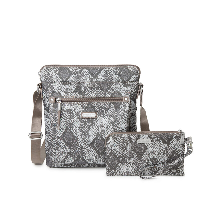 Baggallini Go Bagg with RFID Mobile Phone Wristband, Tan Python Tan Python One Size