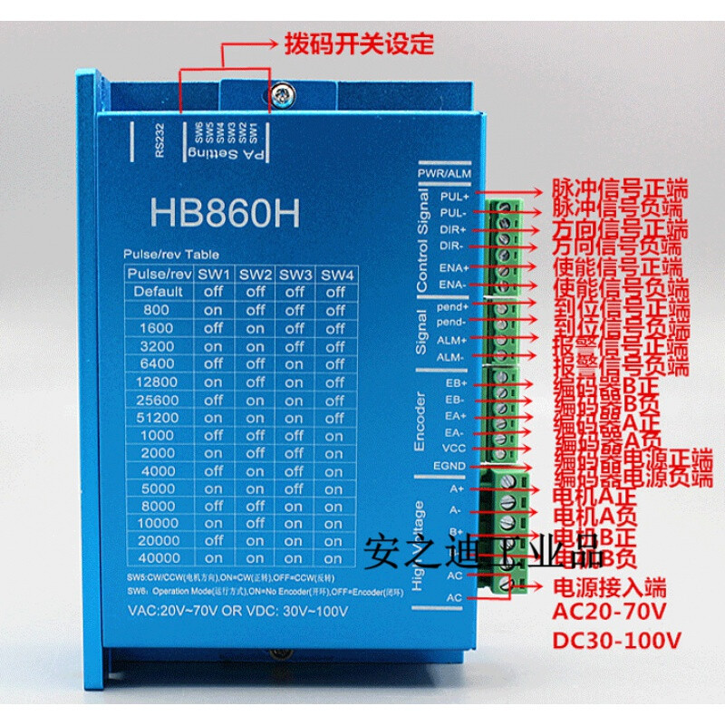 Type 57 closed-loop stepper motor Type 86 closed-loop driver HB808C/HB860H single axis/programmable controller Closed-loop driver HB860H Type 86