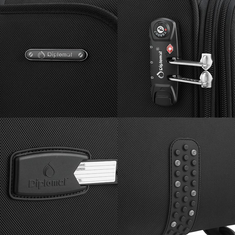 Diplomat diplomat suitcase classic men's business soft case boarding trolley case DEF-1551A/B series black 18 inches - suitable for short distances and boarding