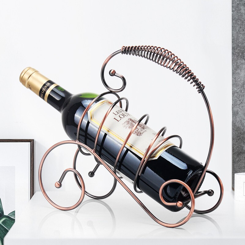 KANGZHIRUN Iron Wine Rack Creative Wine Rack Red Wine Rack Ornament Fashion Home Decor Iron Wine Bottle Rack Display Rack Guqin Bronze