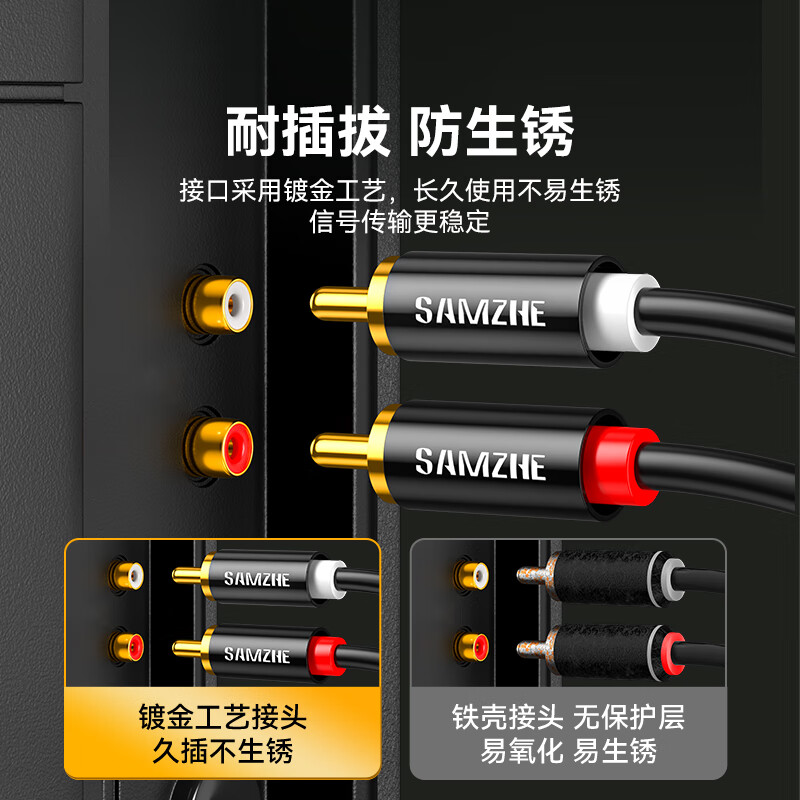 Shanze 3.5mm to double lotus head audio cable one-half red and white 2RCA connecting cable mobile phone computer TV connection audio box amplifier conversion cable 2 meters YPR-20