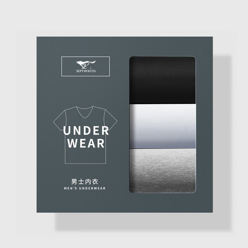 Septwolves short-sleeved men's v-neck t-shirt men's pure cotton outer wear casual inner layering shirt men's 3-piece pack