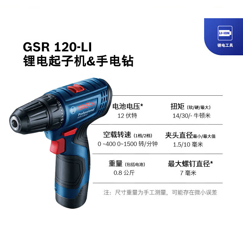 Bosch (BOSCH) GSR120-Li Hand Drill Rechargeable Drill Electric Screwdriver Lithium Battery Household Pistol Drill Cordless Flashlight GSR120-Li Battery-Free Charger Plastic Box