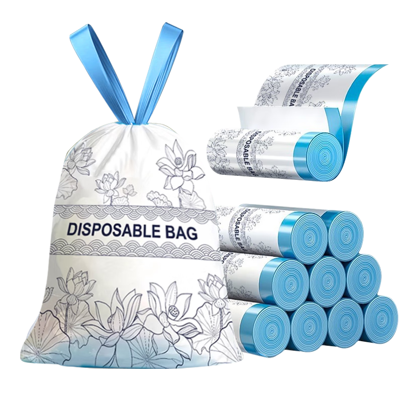 Garbage bag household drawstring portable kitchen student dormitory automatic closing 75 pieces