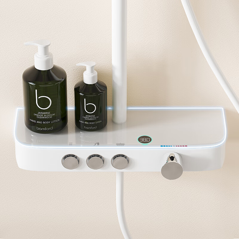 Vanward shower set button storage smart digital display shower three-speed adjustment white black wall-mounted shower/shower electroplated silver constant temperature