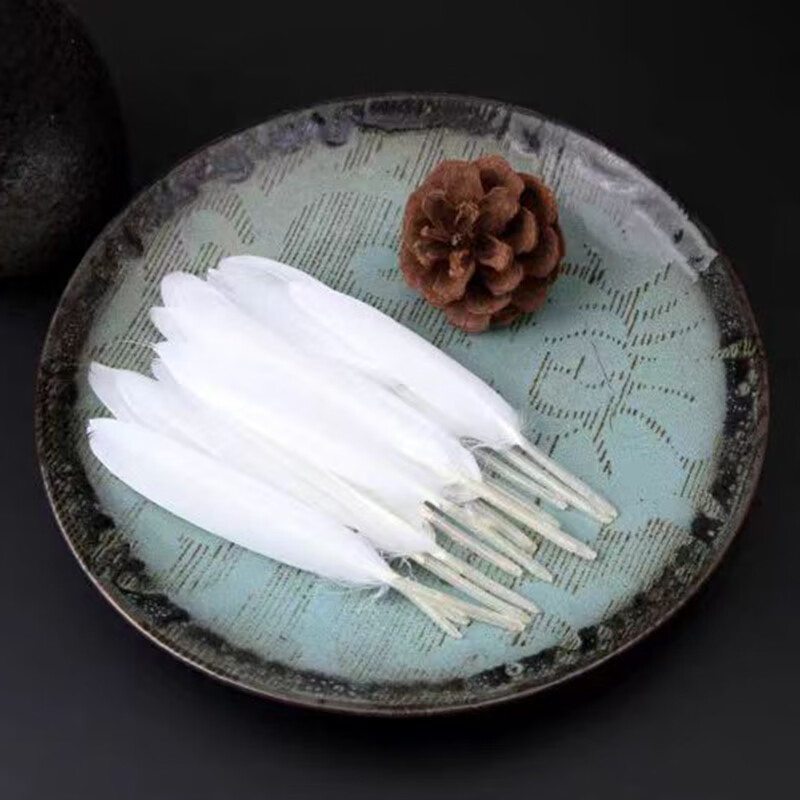 Kunsui children's handmade color knife straight feather DIY color feather material kindergarten handmade feather festival decoration knife white feather 50 pieces