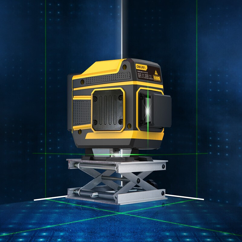 Deli level high-precision green light wall-to-floor all-in-one machine 16-line laser decoration construction indoor measurement intelligent remote control 8-line dual lithium battery powered dual battery 8-line high-precision floor-mounting instrument DL332708