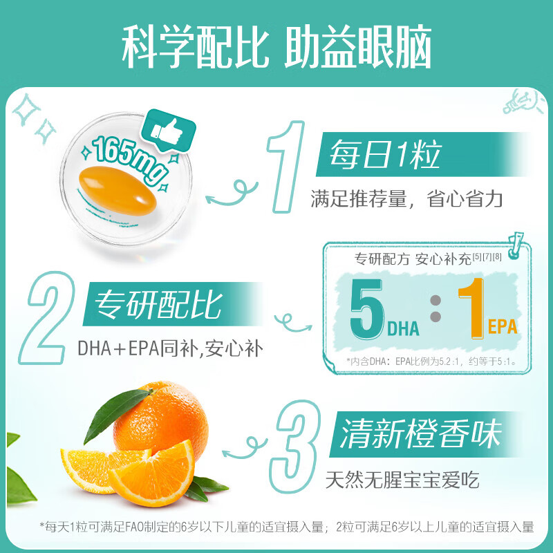 Swisse children's brain health DHA fish oil capsules to protect eye and brain health dha children 60 capsules/bottle