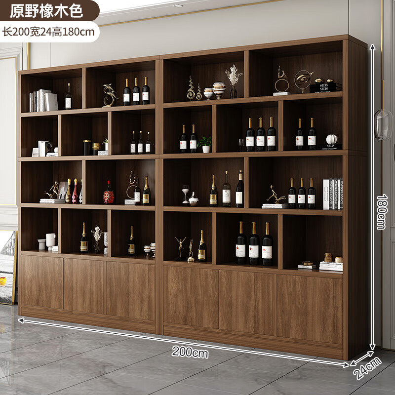 Shousheng wine cabinet display cabinet solid wood wine rack home storage cabinet living room partition cabinet red wine tea cabinet multi-functional entrance cabinet solid wood wilderness color combination 200*24*180