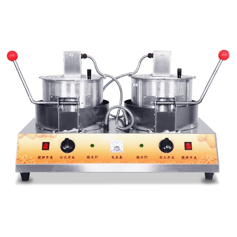 Greens popcorn machine commercial fully automatic electric gas popcorn machine spherical butterfly type flow popcorn popcorn machine home stall popcorn pot free tutorial guide double pot electric model + battery gift package