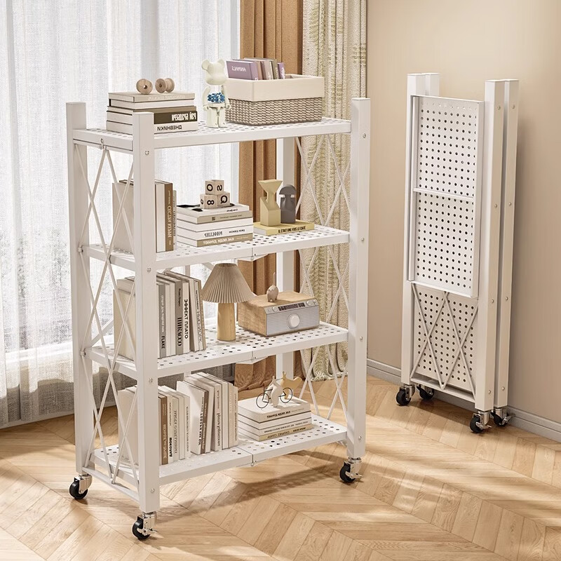 Jiahui's preferred bookshelf folding storage rack floor-standing multi-layer movable book storage rack five layers black
