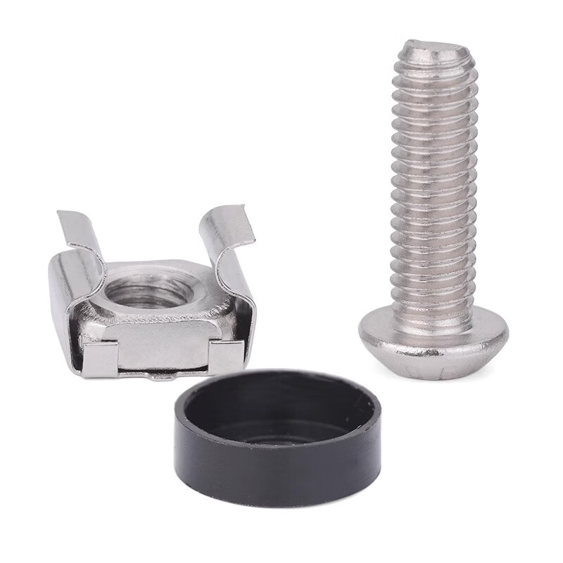 Jinggong (JINGGONG) m6 cabinet screw buckle nut network cabinet special screw crown screw 304 stainless steel card nut galvanized M6*16 (100 sets)