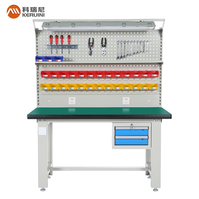 Corini workshop workbench heavy duty fitter workbench thickened laboratory fitter bench workbench with light 1.5m heavy lifting two pumps + 92 models 1BFDP gray can be customized