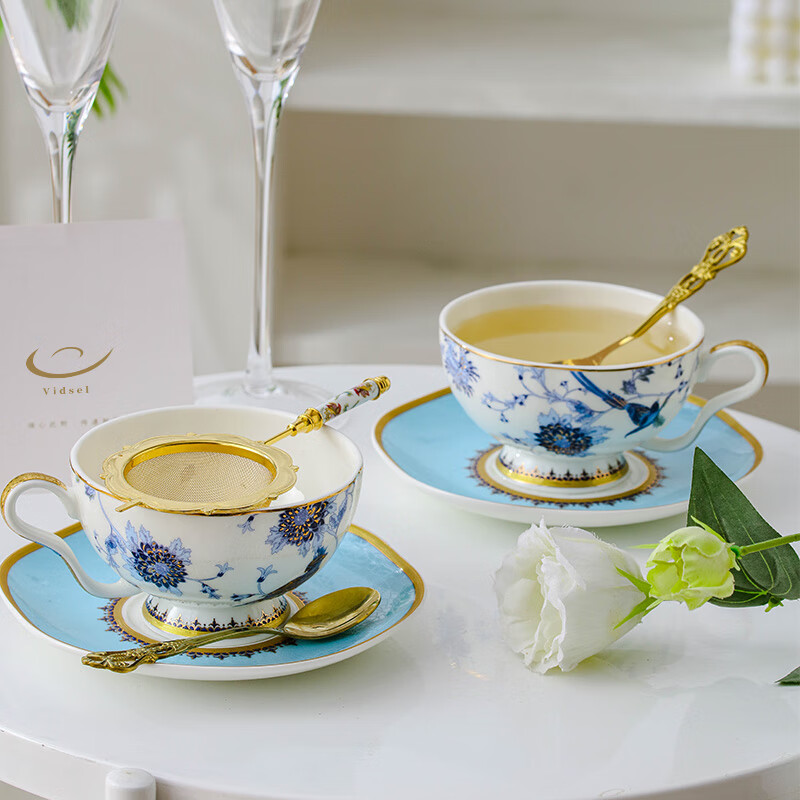 Vidsel bone china coffee cup and saucer set wedding gift for newlyweds souvenir high-end couple cup gift box wedding gift