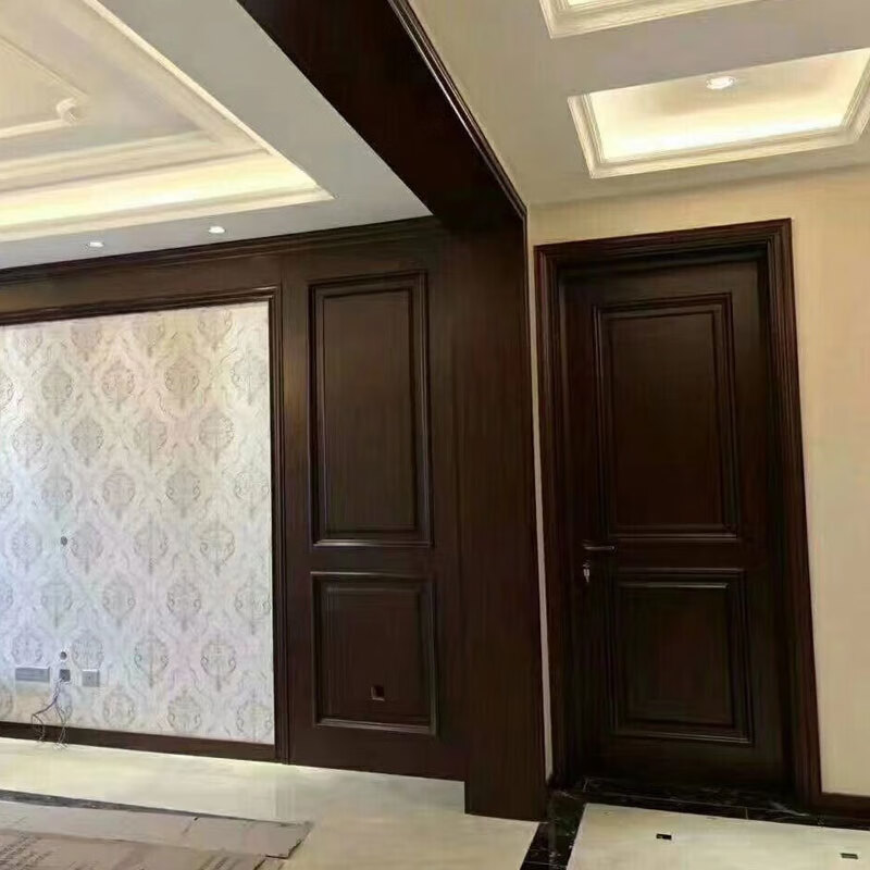 African red walnut wood door bedroom door set room interior door new Chinese style painted solid wood door whole house customization wood log customization