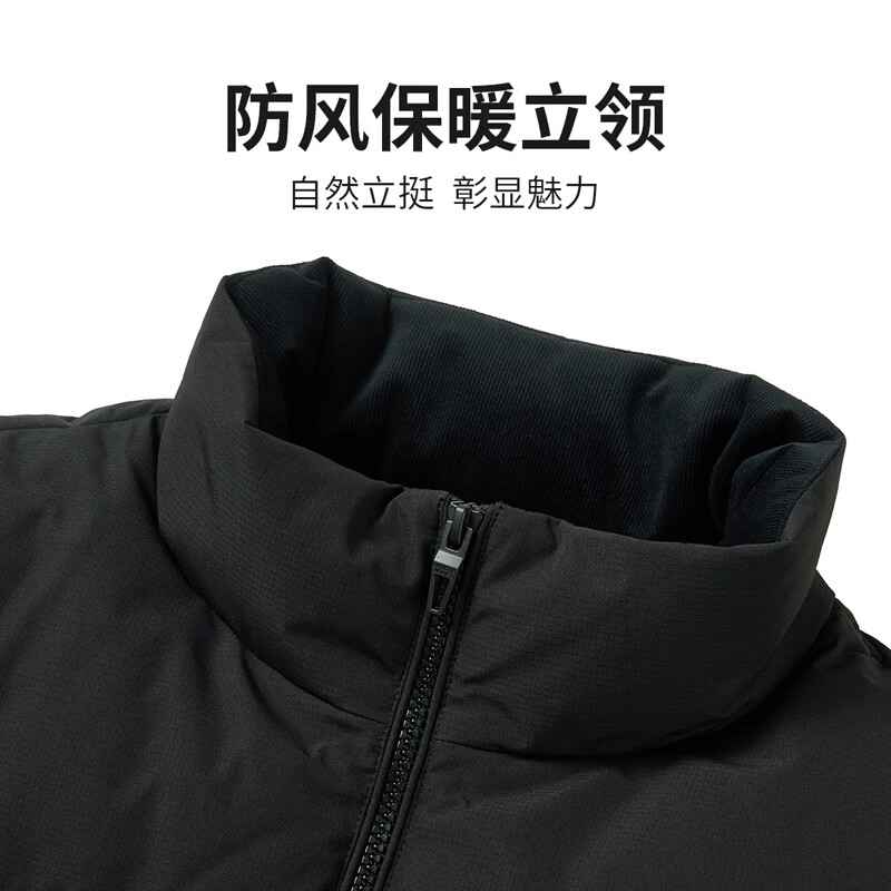 Dances with Wolves 90% goose down + graphene autumn and winter windproof stand-up collar men's down jacket 001 black 175