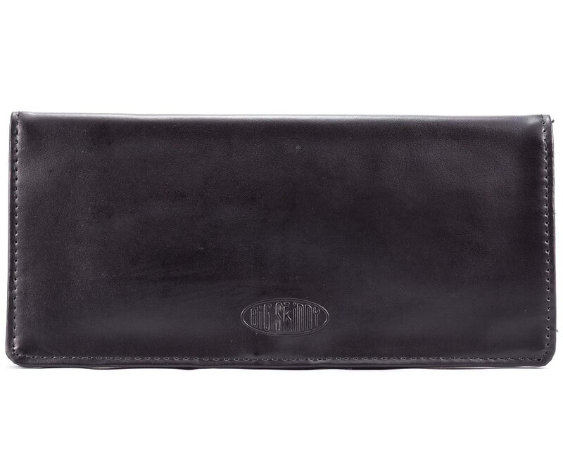 Big SkinnySkinny Women's Executive Leather Bi-Fold Checkbook Slim Wallet 40 Card Slots Black