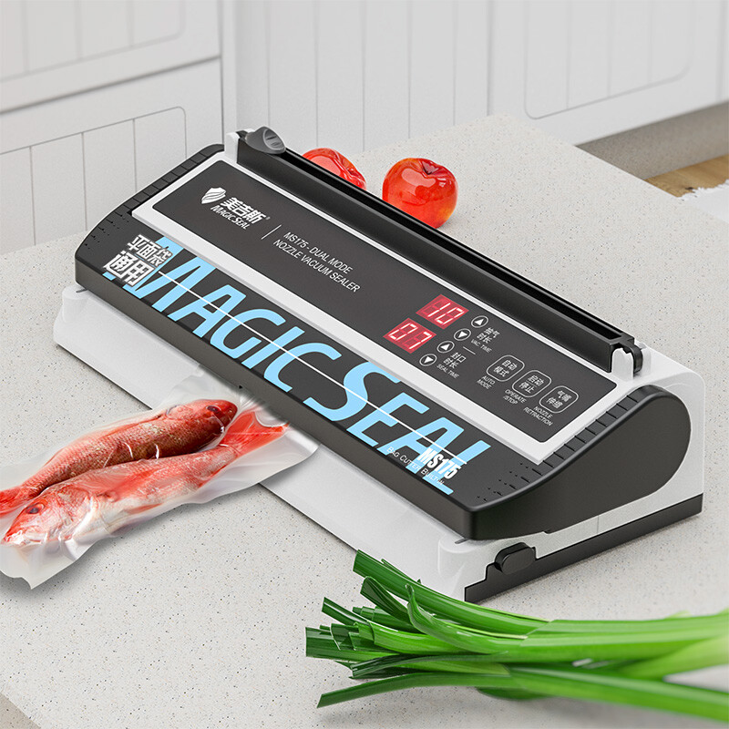 MAGIC SEAL food vacuum sealing machine, commercial glossy bag vacuum machine, wet and dry plastic sealing machine, fully automatic vacuum packaging machine, small fresh-keeping machine, household sealing machine, sealing machine, suitable for glossy bags, 5MM widened sealing, with cutter