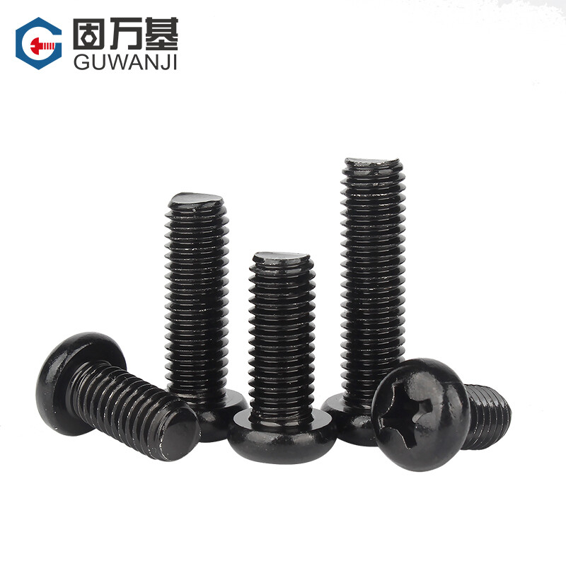 Guwanji black 304 stainless steel cross round head screws, pan head bolts, screws, extended fastener accessories, M3x8 50 pieces