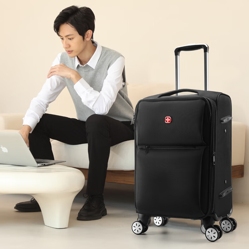 CROSSGEAR Swiss Army Knife 28-inch Trolley Case Business Travel Oxford Cloth Suitcase Men's and Women's Password Box Checked Large Capacity