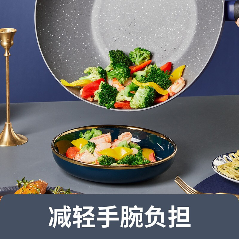 COOKER KING pot set, medical stone wok, non-stick pot set, oil-free smoke wok, frying pan, soup pot, three-piece set