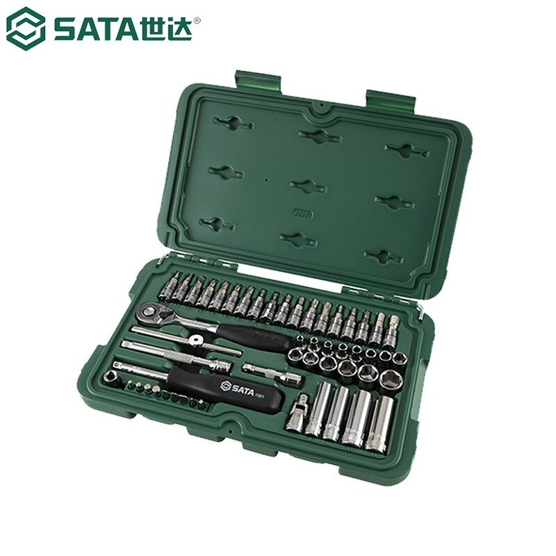 SATA Quick Repair Shop Ratchet Socket Wrench Auto Maintenance and Repair Tool Box Set 52 Pieces 6.3MM Series Socket Set 09002