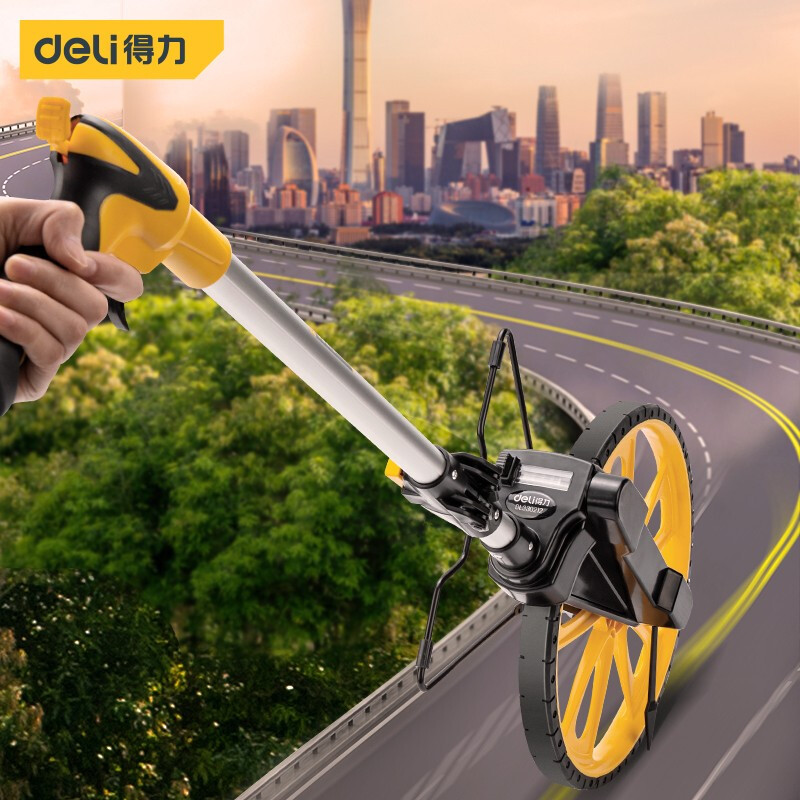 Deli roller distance meter electronic digital display high-precision engineering distance measuring wheel wheel roller ruler hand push measurement digital display electronic wheel mechanical wheel distance meter with brake 300mmDL330212