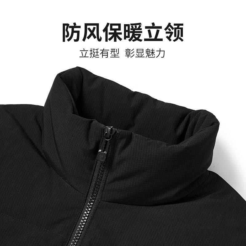Dances with Wolves Goose Down Down Jacket Men's High Filled Down Stand Collar Versatile Warm Jacket Men 001 Black 185