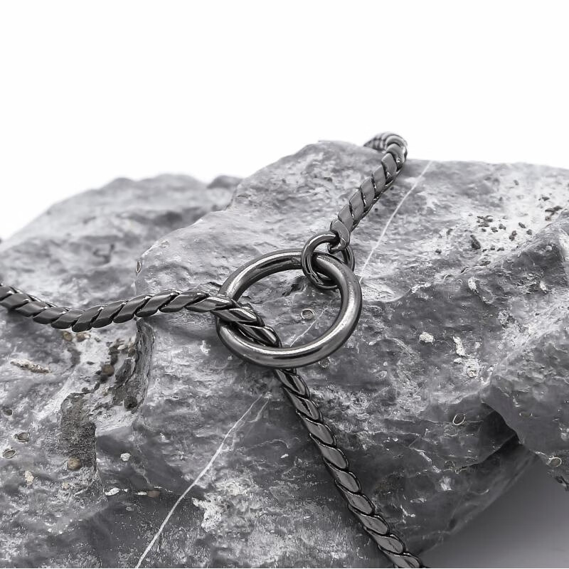 OIMG imported from the United States ALVALLEY metal snake chain dog leash P chain collar competition grade traction rope traction silver 3.8mm * 55cm special for medium-sized dogs