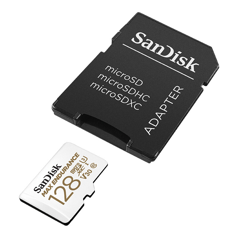 SanDisk 128GB TF (MicroSD) memory card 4K V30 U3 is suitable for home monitoring and driving recorder memory cards. It is durable and has longer recording time.