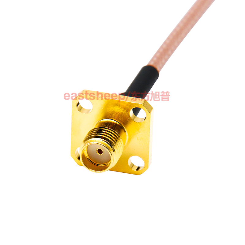 Dongfang Xupu RF connection cable RG316-MMCX-JW/SMA-KF (4 holes) MCX bent male to SMA female flange fixed RG316-MMCX-JW/SMA-KF (4 holes) 0.1m