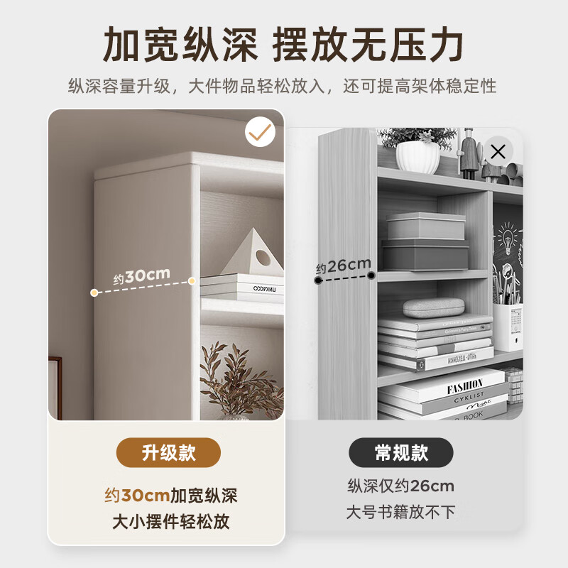 Nesel all solid wood bookshelf floor-standing storage rack integrated wall cabinet student home full wall bookcase library bookshelf all solid wood combination-deep walnut 200cm