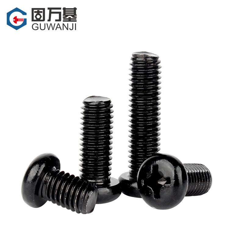 Guwanji black 304 stainless steel cross round head screws, pan head bolts, screws, extended fastener accessories, M3x8 50 pieces