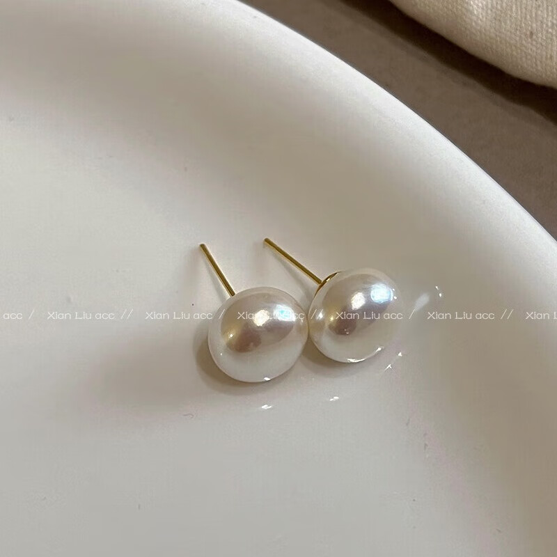 GECOMO 925 Silver Steamed Bun Pearl Earrings New Year's Gift Popular Light Luxury High-Quality Earrings Feminine Ear Hole Earrings